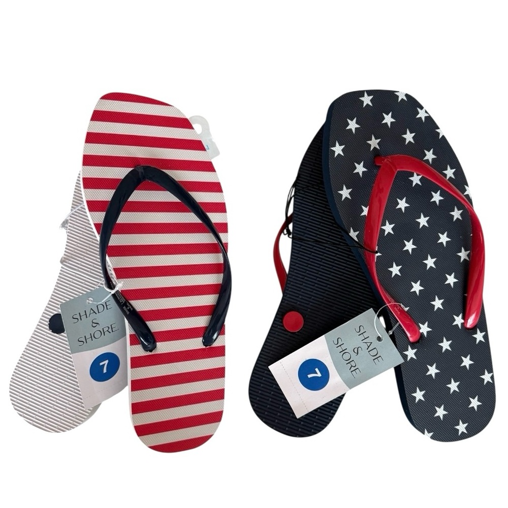 2 Pair Americana Square Toe Flip Flop Sandals